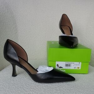 NWT Sam Edelman Victoria Pointed-Toe Black Leather Pumps Size 8.5 M 2.75" Height